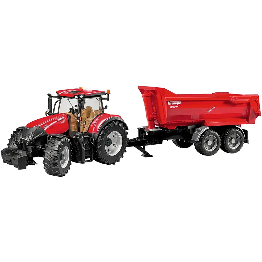 Bruder Case IH Optum 300CVX mit Krampe Tandem Halfpipe-Kippanhänger