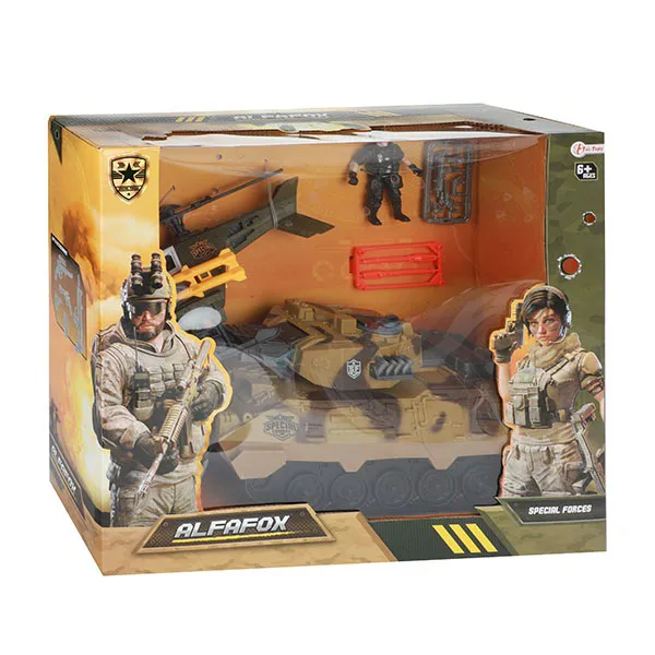 ALFAFOX Spielset Militär mt Zubehör + Panzer + Hubschrauber