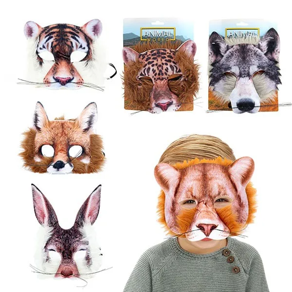 ANIMAL WORLD Tier-Maske mit Kunstpelz 6 Varianten